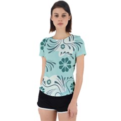 Folk Flowers Pattern  Back Cut Out Sport Tee by Eskimos