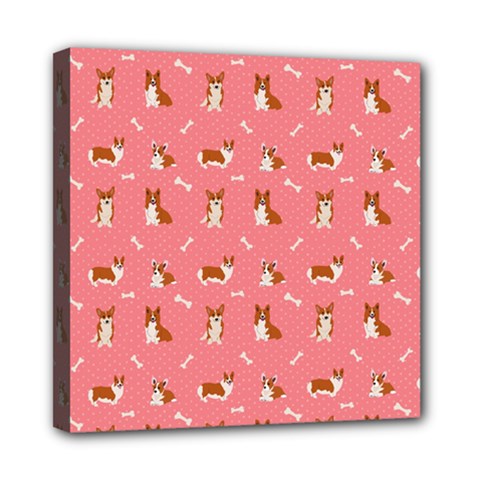 Cute Corgi Dogs Mini Canvas 8  x 8  (Stretched)