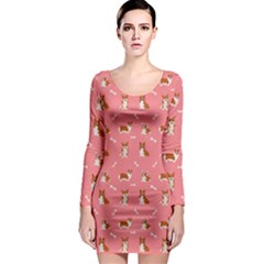 Cute Corgi Dogs Long Sleeve Bodycon Dress by SychEva