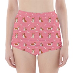Cute Corgi Dogs High-Waisted Bikini Bottoms