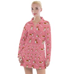 Cute Corgi Dogs Women s Long Sleeve Casual Dress by SychEva