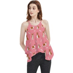 Cute Corgi Dogs Flowy Camisole Tank Top