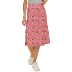 Cute Corgi Dogs Midi Panel Skirt