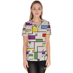 Colorful Rectangles Women s V-neck Scrub Top by LalyLauraFLM