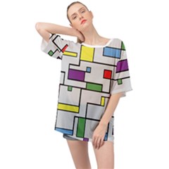 Colorful Rectangles Oversized Chiffon Top by LalyLauraFLM