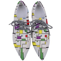 Colorful Rectangles Pointed Oxford Shoes by LalyLauraFLM