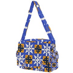Shapes On A Blue Background                                                        Buckle Multifunction Bag by LalyLauraFLM