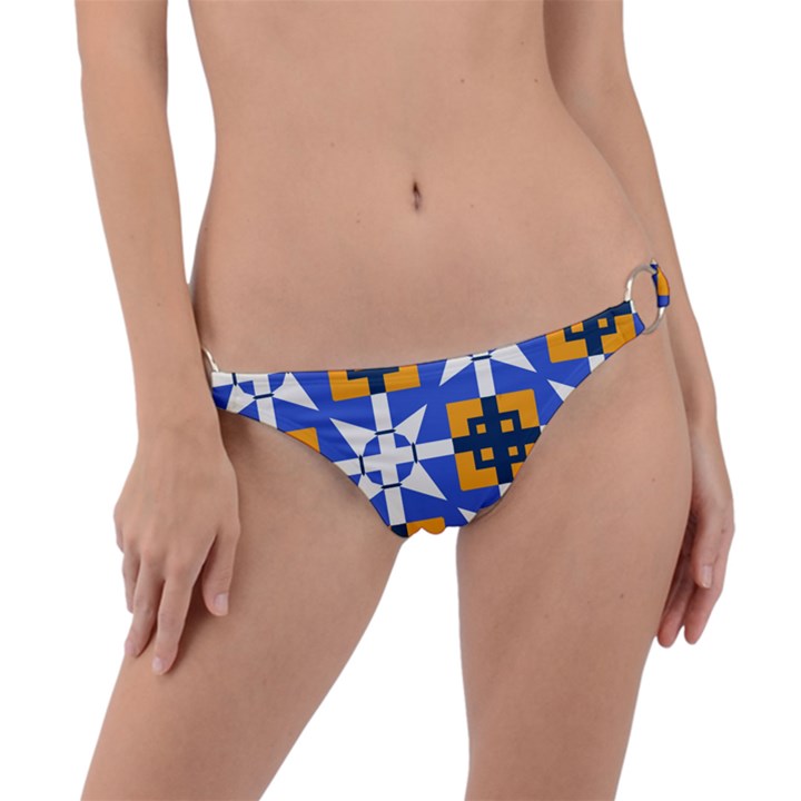 Shapes on a blue background                                                           Ring Detail Bikini Bottom