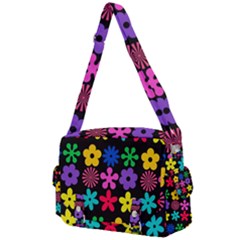 Colorful Flowers On A Black Background Pattern                                                         Buckle Multifunction Bag by LalyLauraFLM