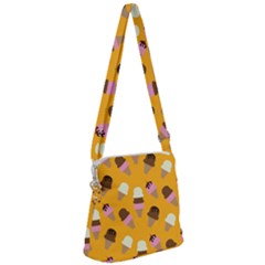 Ice Cream On An Orange Background Pattern                                                          Zipper Messenger Bag by LalyLauraFLM