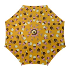 Ice Cream On An Orange Background Pattern                                                         Golf Umbrella by LalyLauraFLM