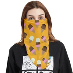 Ice Cream On An Orange Background Pattern                                                        Face Covering Bandana (triangle) by LalyLauraFLM