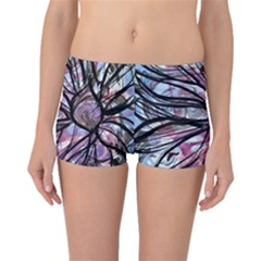 Mixed Media Petals Boyleg Bikini Bottoms by kaleidomarblingart