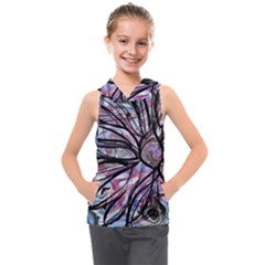 Mixed Media Petals Kids  Sleeveless Hoodie by kaleidomarblingart