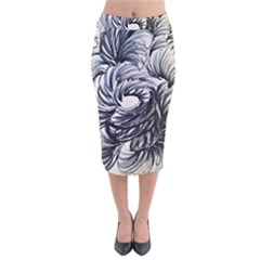 Mono Patterns Velvet Midi Pencil Skirt by kaleidomarblingart