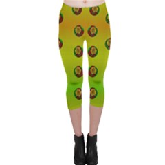 Sun Flowers For Iconic Pleasure In Pumpkin Time Capri Leggings  by pepitasart