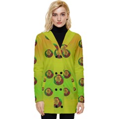 Sun Flowers For Iconic Pleasure In Pumpkin Time Button Up Hooded Coat  by pepitasart