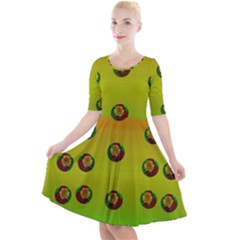 Sun Flowers For Iconic Pleasure In Pumpkin Time Quarter Sleeve A-line Dress by pepitasart