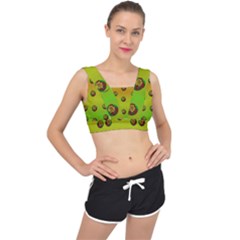 Sun Flowers For Iconic Pleasure In Pumpkin Time V-back Sports Bra by pepitasart