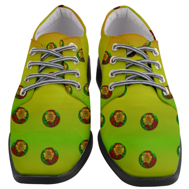 Sun Flowers For Iconic Pleasure In Pumpkin Time Women Heeled Oxford Shoes