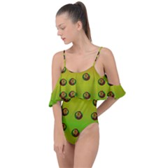 Sun Flowers For Iconic Pleasure In Pumpkin Time Drape Piece Swimsuit by pepitasart
