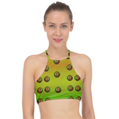 Sun Flowers For Iconic Pleasure In Pumpkin Time Racer Front Bikini Top by pepitasart