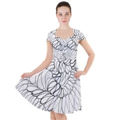 Mono Swirls Cap Sleeve Midi Dress by kaleidomarblingart