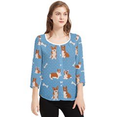 Cute Corgi Dogs Chiffon Quarter Sleeve Blouse by SychEva