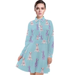 Dalmatians Are Cute Dogs Long Sleeve Chiffon Shirt Dress by SychEva