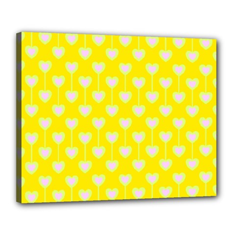 Purple Hearts On Yellow Background Canvas 20  X 16  (stretched) by SychEva