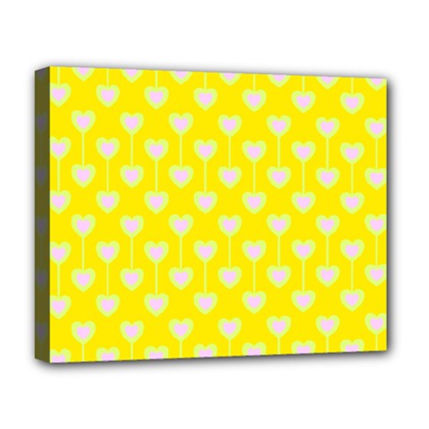 Purple Hearts On Yellow Background Deluxe Canvas 20  x 16  (Stretched)