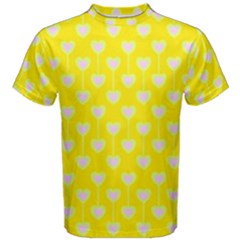 Purple Hearts On Yellow Background Men s Cotton Tee by SychEva