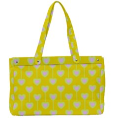 Purple Hearts On Yellow Background Canvas Work Bag