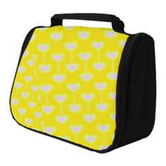 Purple Hearts On Yellow Background Full Print Travel Pouch (Small)
