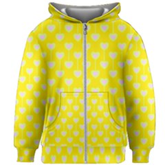 Purple Hearts On Yellow Background Kids  Zipper Hoodie Without Drawstring by SychEva