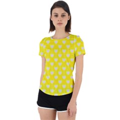 Purple Hearts On Yellow Background Back Cut Out Sport Tee