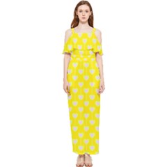 Purple Hearts On Yellow Background Draped Sleeveless Chiffon Jumpsuit