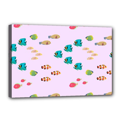 Marine Fish Multicolored On A Pink Background Canvas 18  X 12  (stretched) by SychEva