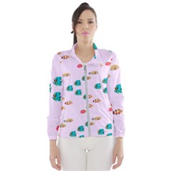 Marine Fish Multicolored On A Pink Background Women s Windbreaker by SychEva
