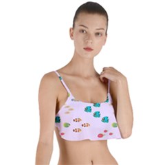 Marine Fish Multicolored On A Pink Background Layered Top Bikini Top  by SychEva