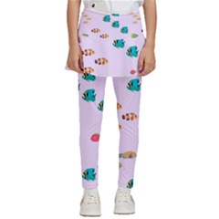 Marine Fish Multicolored On A Pink Background Kids  Skirted Pants by SychEva