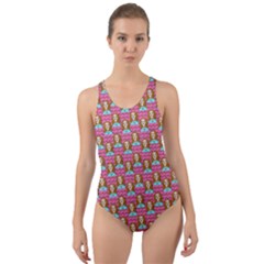 Girl Pink Cut-Out Back One Piece Swimsuit