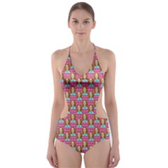 Girl Pink Cut-Out One Piece Swimsuit