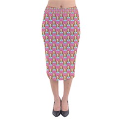 Girl Pink Velvet Midi Pencil Skirt