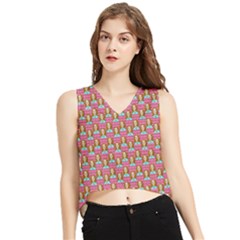 Girl Pink V-Neck Cropped Tank Top