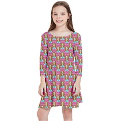 Girl Pink Kids  Quarter Sleeve Skater Dress