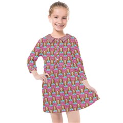 Girl Pink Kids  Quarter Sleeve Shirt Dress by snowwhitegirl