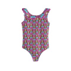 Girl Pink Kids  Frill Swimsuit by snowwhitegirl