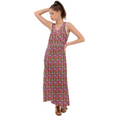 Girl Pink V-Neck Chiffon Maxi Dress