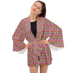 Girl Pink Long Sleeve Kimono